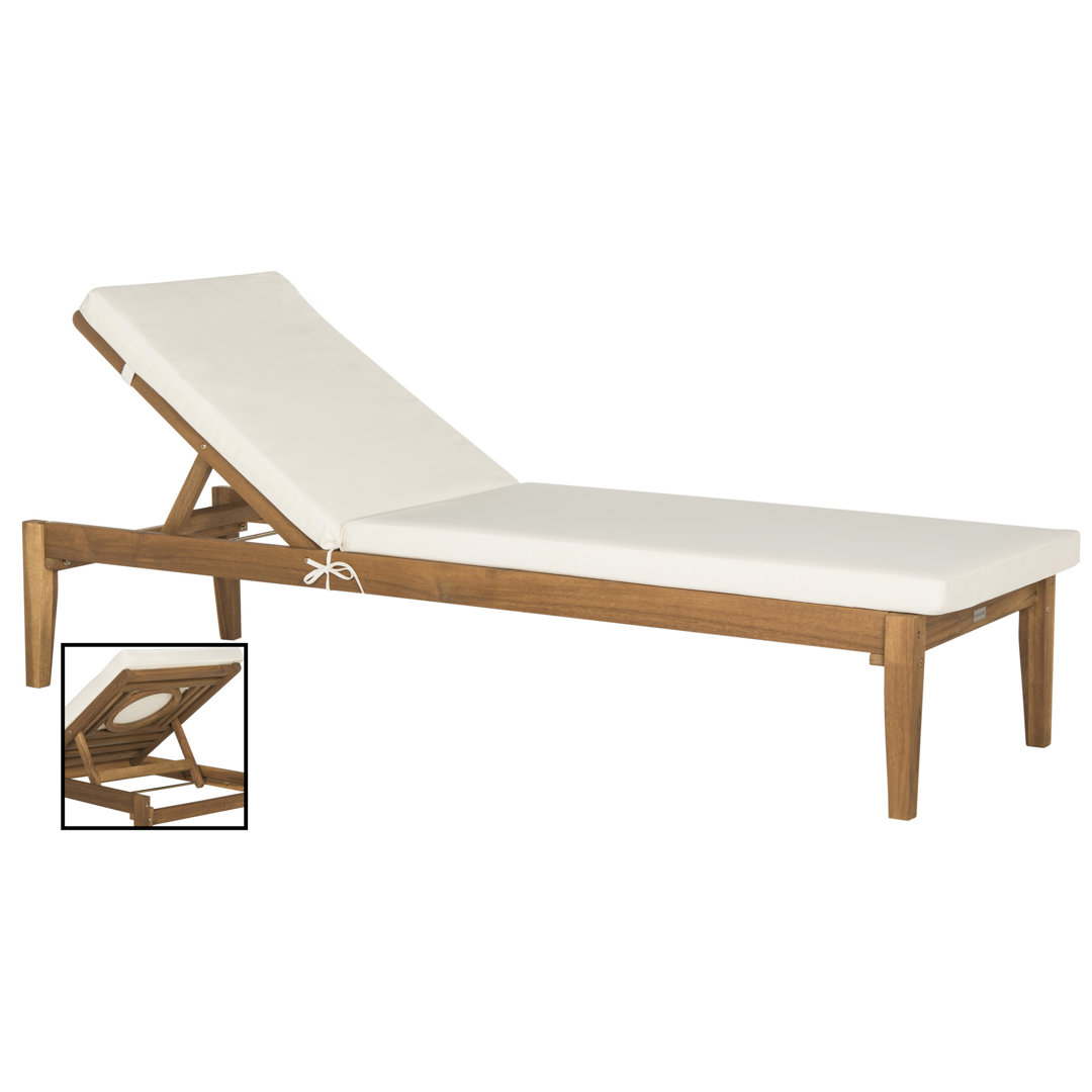 Arwen 23.6" Long Reclining Acacia Single Chaise with Cushions